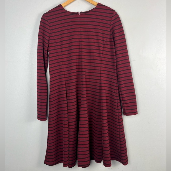 Anthropologie Hutch long sleeve burgundy/black striped Dress size M - Picture 1 of 4